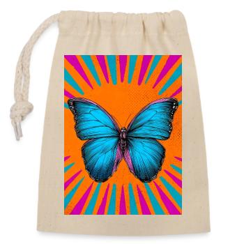 Schmetterling - Verschließbarer Geschenkbeutel aus Baumwolle (14x20cm) - Natur - Vorne