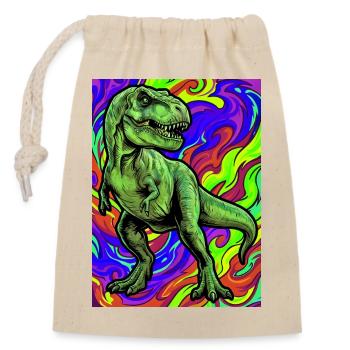 dinosaure - Sac cadeau en coton avec cordon (14 x 20 cm) - nature - Devant