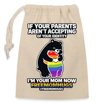 Pride Mama Umarmung Regenbogen LGBTQ Bär - Verschließbarer Geschenkbeutel aus Baumwolle (14x20cm) - Natur - Vorne