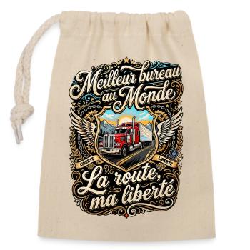 Routier chauffeur poids lourd camion route vintage - Sac cadeau en coton avec cordon (14 x 20 cm) - nature - Devant