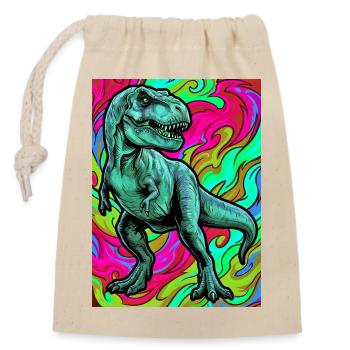 dinosaure - Sac cadeau en coton avec cordon (14 x 20 cm) - nature - Devant