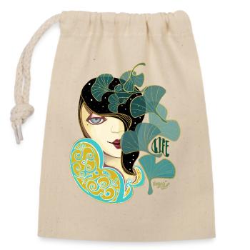 Ginkgo beauty in Art Nouveau style - Closable cotton gift bag (14x20cm) - nature - Front