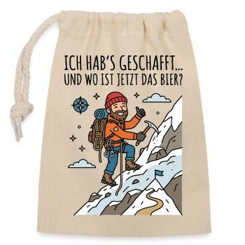 Bergsteiger Abenteuer - Verschließbarer Geschenkbeutel aus Baumwolle (14x20cm) - Natur - Vorne