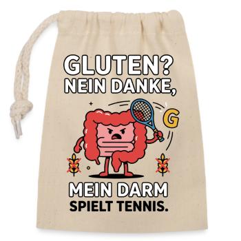 Gluten nein danke Darm Humor - Verschließbarer Geschenkbeutel aus Baumwolle (14x20cm) - Natur - Vorne