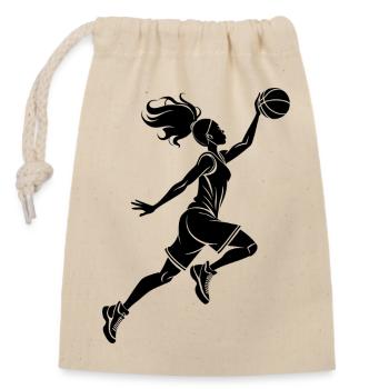 Basketballmädchen - Verschließbarer Geschenkbeutel aus Baumwolle (14x20cm) - Natur - Vorne