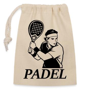 Joueur de padel - Sac cadeau en coton avec cordon (14 x 20 cm) - nature - Devant