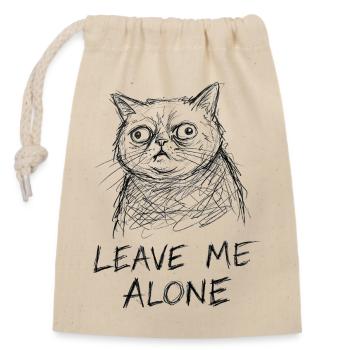 Katzen-Skizze Leave Me Alone - Verschließbarer Geschenkbeutel aus Baumwolle (14x20cm) - Natur - Vorne
