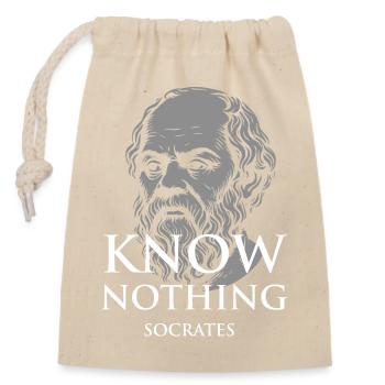 Ne sait rien, Socrate - Sac cadeau en coton avec cordon (14 x 20 cm) - nature - Devant