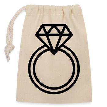wedding ring, - Closable cotton gift bag (14x20cm) - nature - Front