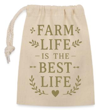 Farm Life ist das beste Leben Landwirt Spruch - Verschließbarer Geschenkbeutel aus Baumwolle (14x20cm) - Natur - Vorne