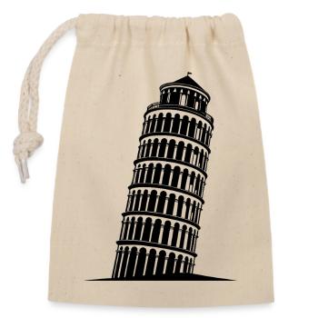 Schiefer Turm von Pisa - Verschließbarer Geschenkbeutel aus Baumwolle (14x20cm) - Natur - Vorne