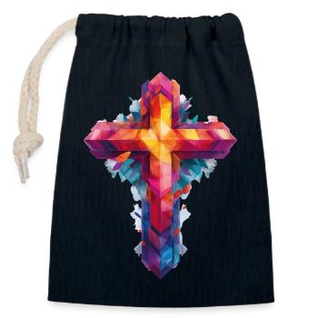 Cross Christianity - Closable cotton gift bag (14x20cm) - navy - Front