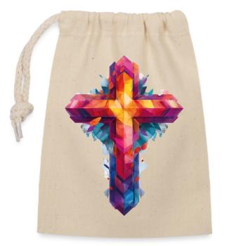 Cross Christianity - Closable cotton gift bag (14x20cm) - nature - Front