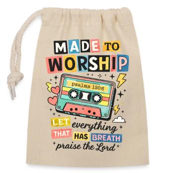Made to Worship Retro Cassette - Sac cadeau en coton avec cordon (14 x 20 cm) - nature - Devant