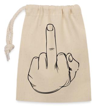 Middle finger statement - Closable cotton gift bag (14x20cm) - nature - Front