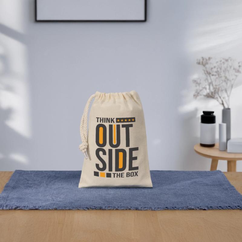 Think Outside the Box – Creative Mindset Statement Closable cotton gift bag (14x20cm)
