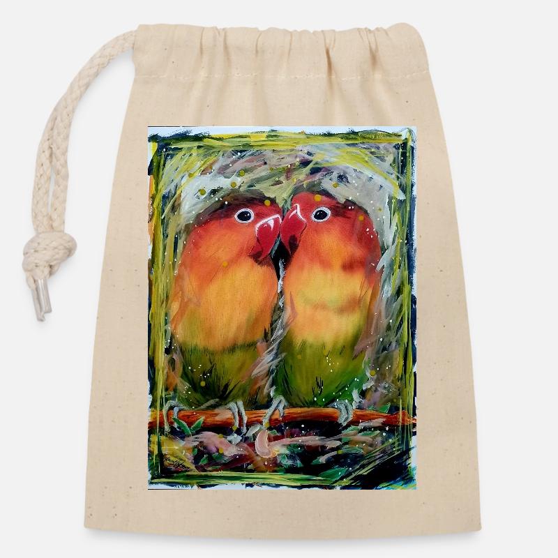 Inseparable - Closable cotton gift bag (14x20cm) - nature