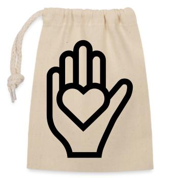 Hand Heart - Closable cotton gift bag (14x20cm) - nature - Front