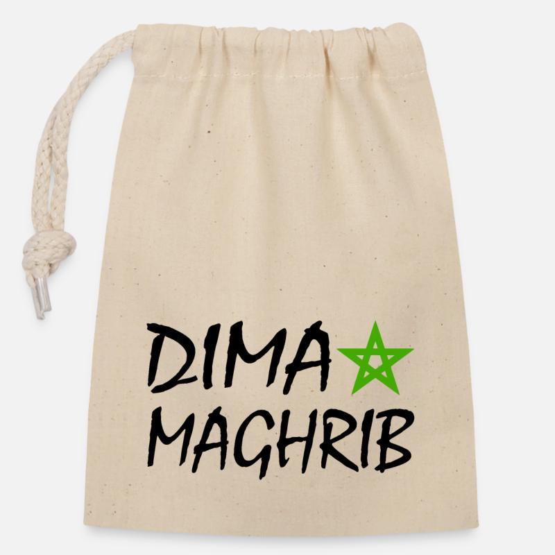 Dima maghrib - Sac cadeau en coton avec cordon (14 x 20 cm) - nature