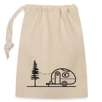 Happy Camper Wohnwagen Süß - Verschließbarer Geschenkbeutel aus Baumwolle (14x20cm) - Natur - Vorne