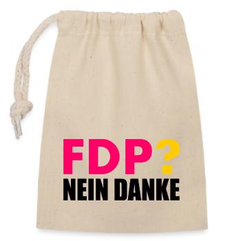 Fdp nein danke - Verschließbarer Geschenkbeutel aus Baumwolle (14x20cm) - Natur - Vorne