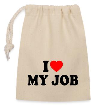 I love my job - Sac cadeau en coton avec cordon (14 x 20 cm) - nature - Devant