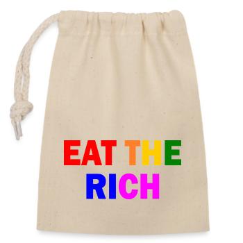 Eat the rich - Verschließbarer Geschenkbeutel aus Baumwolle (14x20cm) - Natur - Vorne