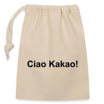 Ciao Kakao! - Verschließbarer Geschenkbeutel aus Baumwolle (14x20cm) - Natur - Vorne