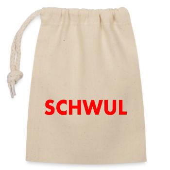 Schwul - Verschließbarer Geschenkbeutel aus Baumwolle (14x20cm) - Natur - Vorne
