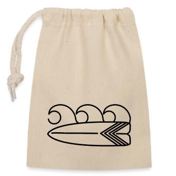 Surfboard - Closable cotton gift bag (14x20cm) - nature - Front