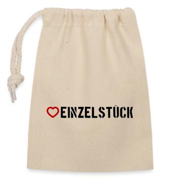 Einzelstück Herz - Verschließbarer Geschenkbeutel aus Baumwolle (14x20cm) - Natur - Vorne