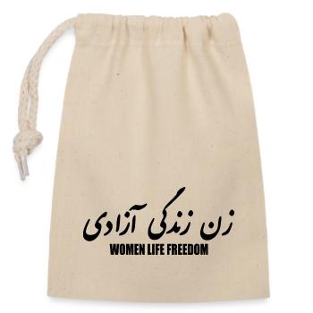 Women life freedom - Closable cotton gift bag (14x20cm) - nature - Front
