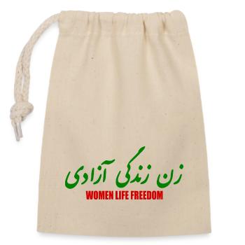 Women life freedom - Closable cotton gift bag (14x20cm) - nature - Front