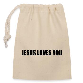 Jesus loves you - Closable cotton gift bag (14x20cm) - nature - Front