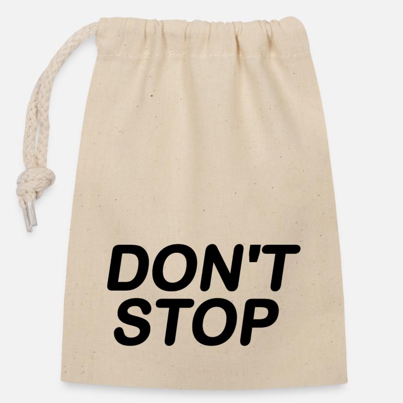 Dont stop - Sac cadeau en coton avec cordon (14 x 20 cm) - nature