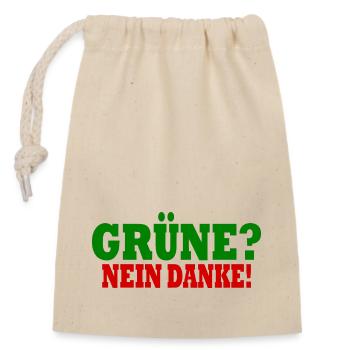grüne nein danke - Verschließbarer Geschenkbeutel aus Baumwolle (14x20cm) - Natur - Vorne