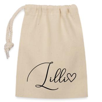 Lilli Surname First Name Girl - Closable cotton gift bag (14x20cm) - nature - Front