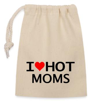 I love hot moms - Verschließbarer Geschenkbeutel aus Baumwolle (14x20cm) - Natur - Vorne