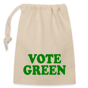 Vote green - Verschließbarer Geschenkbeutel aus Baumwolle (14x20cm) - Natur - Vorne