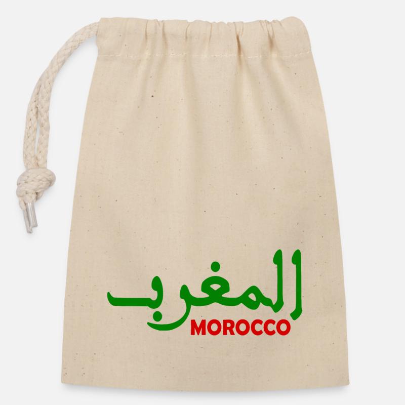 Maroc - Sac cadeau en coton avec cordon (14 x 20 cm) - nature