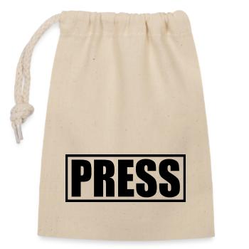 Press - Sac cadeau en coton avec cordon (14 x 20 cm) - nature - Devant
