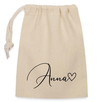 Anna Surname First Name Girl - Closable cotton gift bag (14x20cm) - nature - Front