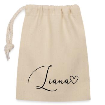 Liana Surname First Name Girl - Closable cotton gift bag (14x20cm) - nature - Front