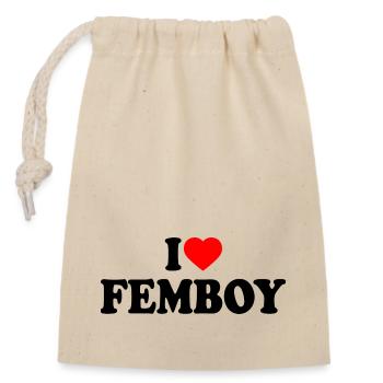 I love femboy - Verschließbarer Geschenkbeutel aus Baumwolle (14x20cm) - Natur - Vorne