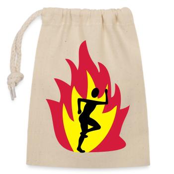 Läufer Flamme - Verschließbarer Geschenkbeutel aus Baumwolle (14x20cm) - Natur - Vorne
