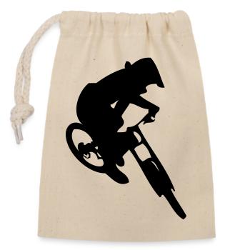 Downhill Bike Jump - Verschließbarer Geschenkbeutel aus Baumwolle (14x20cm) - Natur - Vorne