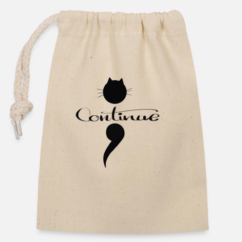 semicolon - Closable cotton gift bag (14x20cm) - nature