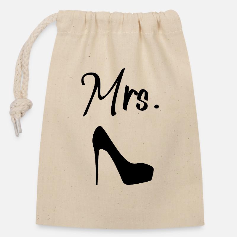 Mme Wedding - Sac cadeau en coton avec cordon (14 x 20 cm) - nature