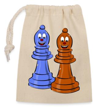 schach sport figuren - Verschließbarer Geschenkbeutel aus Baumwolle (14x20cm) - Natur - Vorne