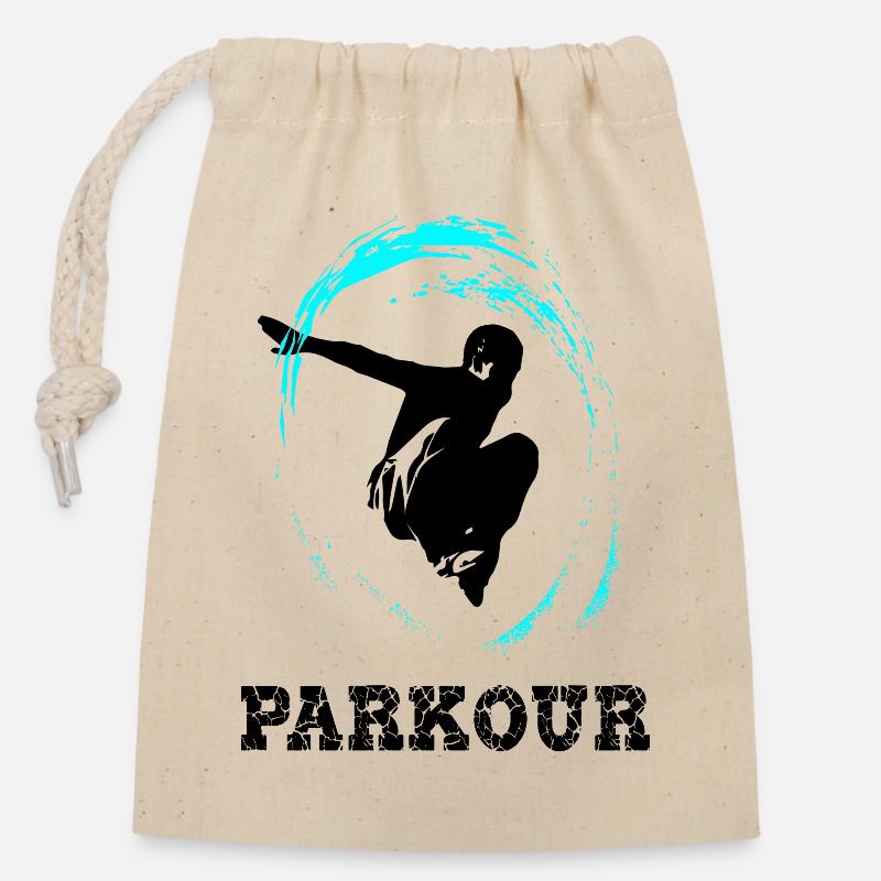 Parkour - Verschließbarer Geschenkbeutel aus Baumwolle (14x20cm) - Natur